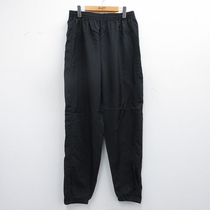 W37/古着 リーボック ナイロン パンツ メンズ 90s ワンポイントロゴ 黒 ブラック 25feb19 中古 ボトムス ロング