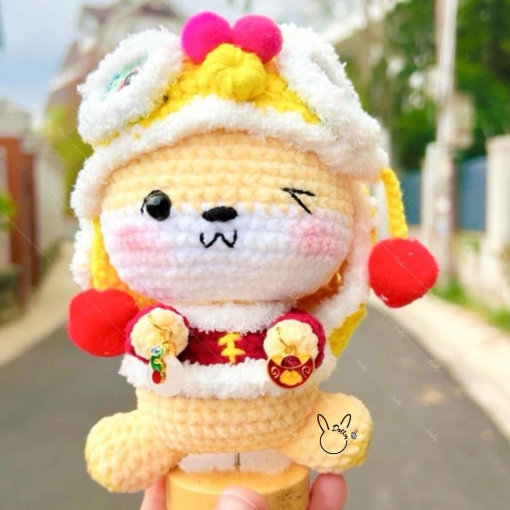 L33 手編み  ハンドメイド あみぐるみ ゴールド ドラゴン 人形