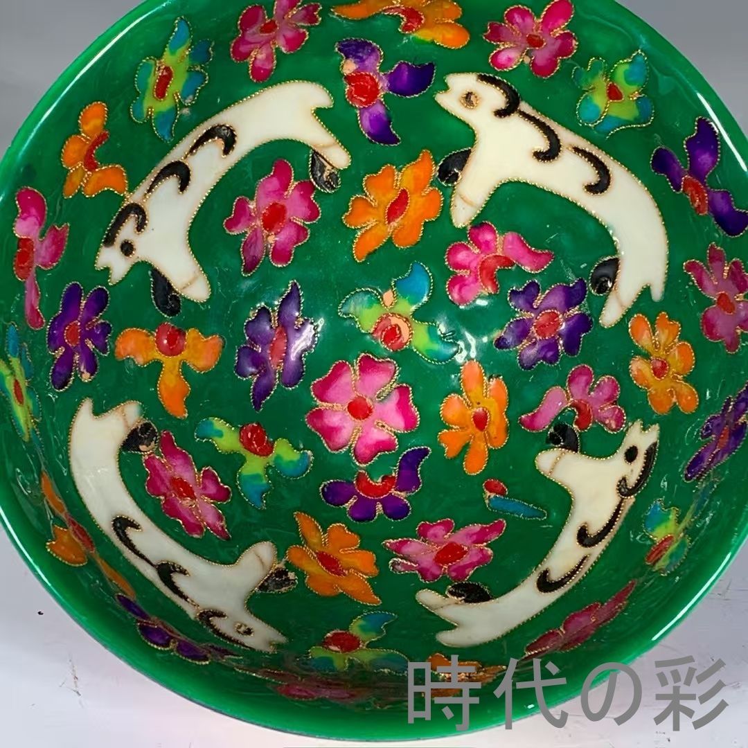 中国古美術『旧蔵 宋建窯盞 窯変釉 七彩釉 油滴天目 七宝焼き花卉紋盞