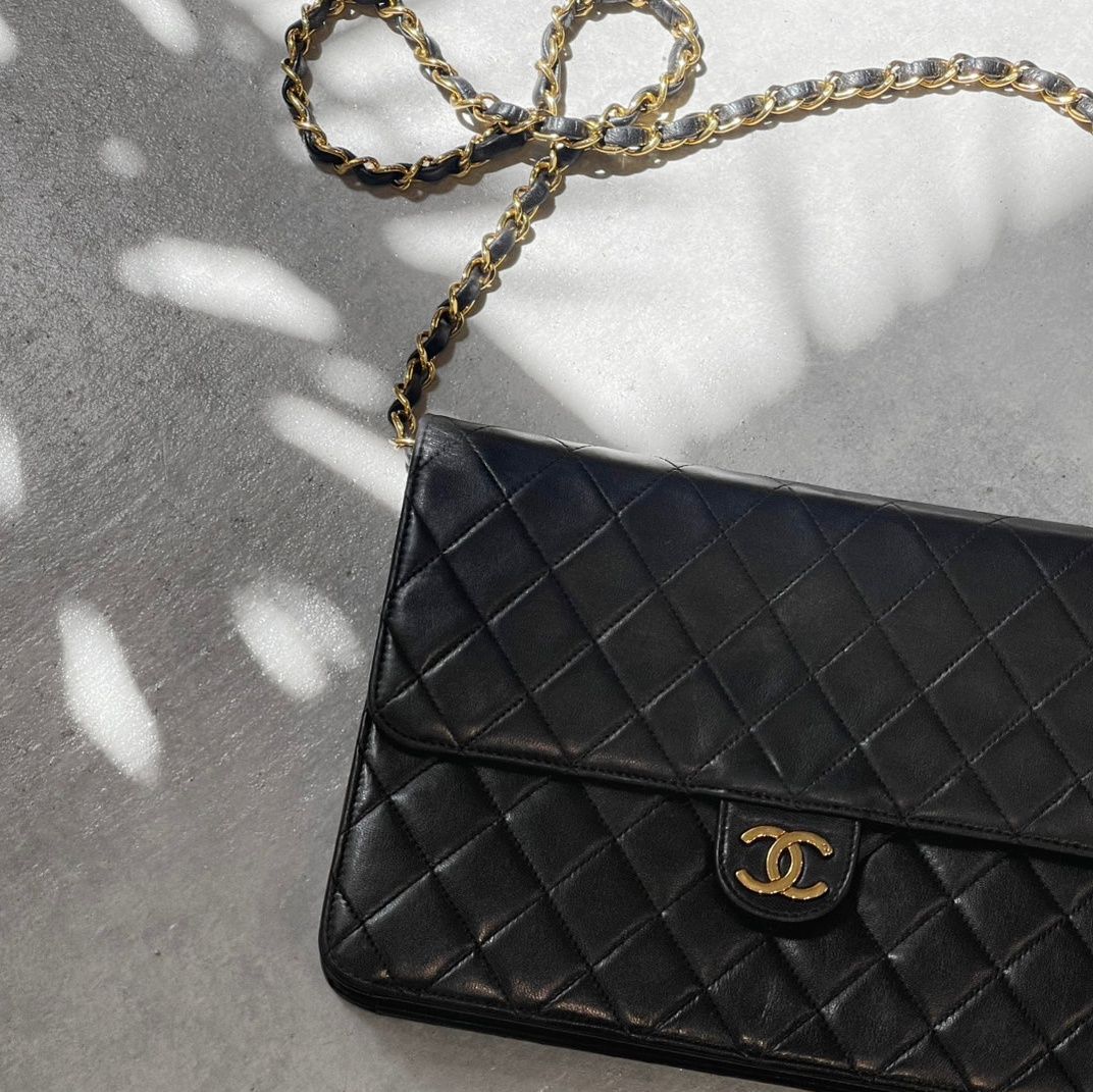 CHANEL シャネル ⑤ 3419512 マトラッセチェーンショルダーラムスキン レディース ブラック