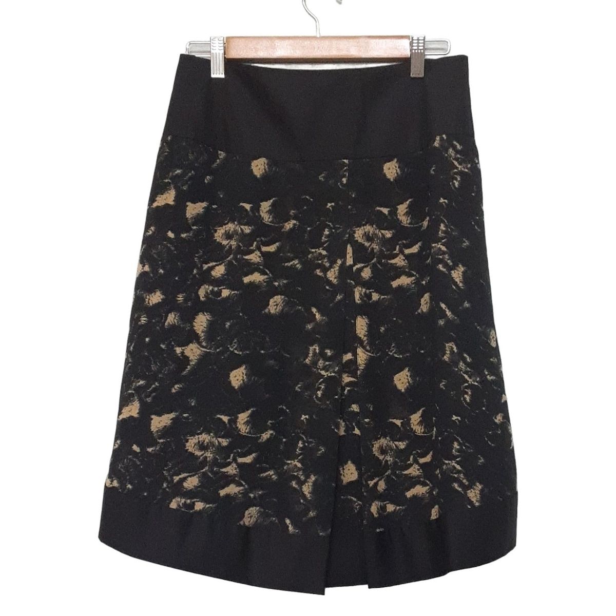 VIVIENNE TAM ヴィヴィアンタム 巻きスカート サイズ0 XS レディース - 黒×ベージュ ひざ丈 シルク プリーツ