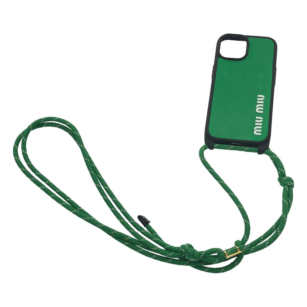 miu miu ミュウミュウ iPhone15 ストラップスマートフォンケース 5ZH184 グリーン