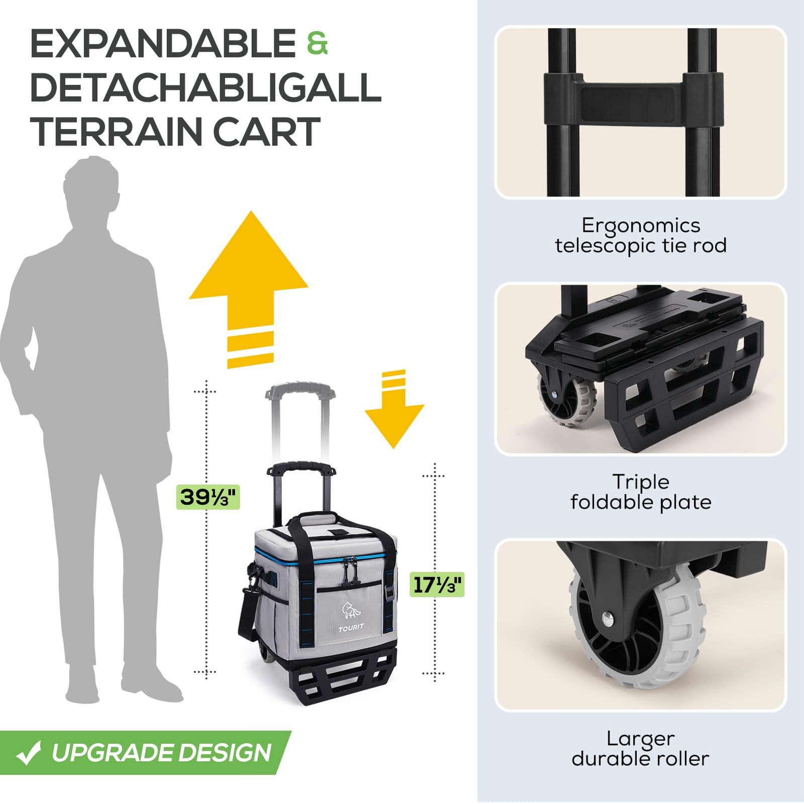 クーラーボックス キャスター付き TOURIT 折り畳み 保冷ボックス 保冷バッグ 軽量 アウトドア 旅行 釣り ショッピング 29L