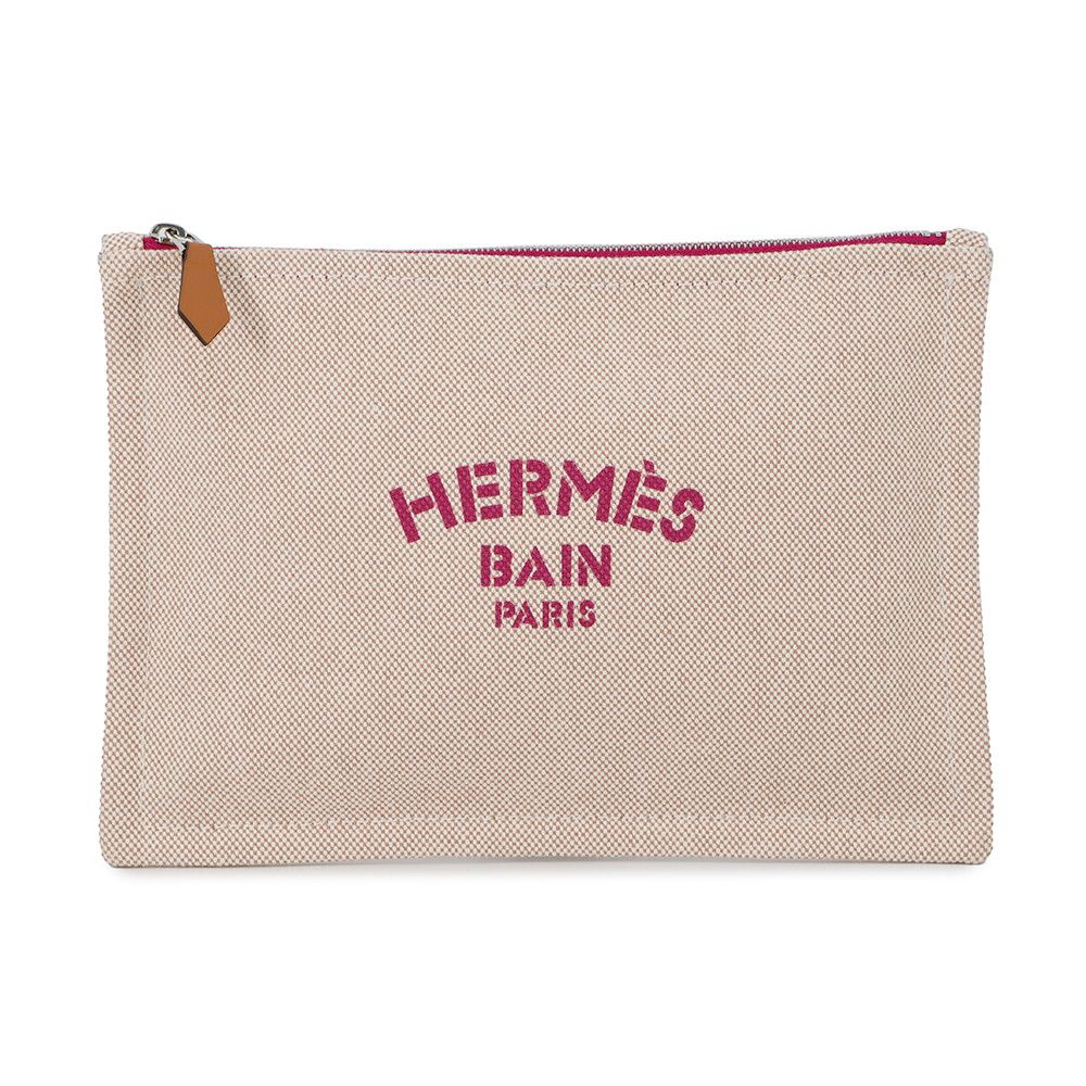 エルメス ポーチ ニュー ヨッティングPM パープル|シルバー金具 キャンバス HERMES フラットポーチ