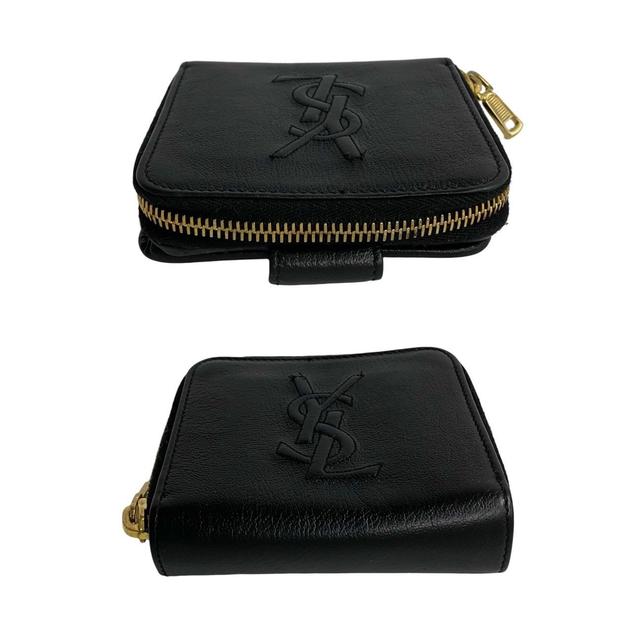 極 美品 YVES SAINT LAURENT イヴサンローラン YSL カサンドラ ロゴ レザー 本革 二つ折り 財布 小銭入れ 札入れ ブラック 黒  31443 - メルカリ