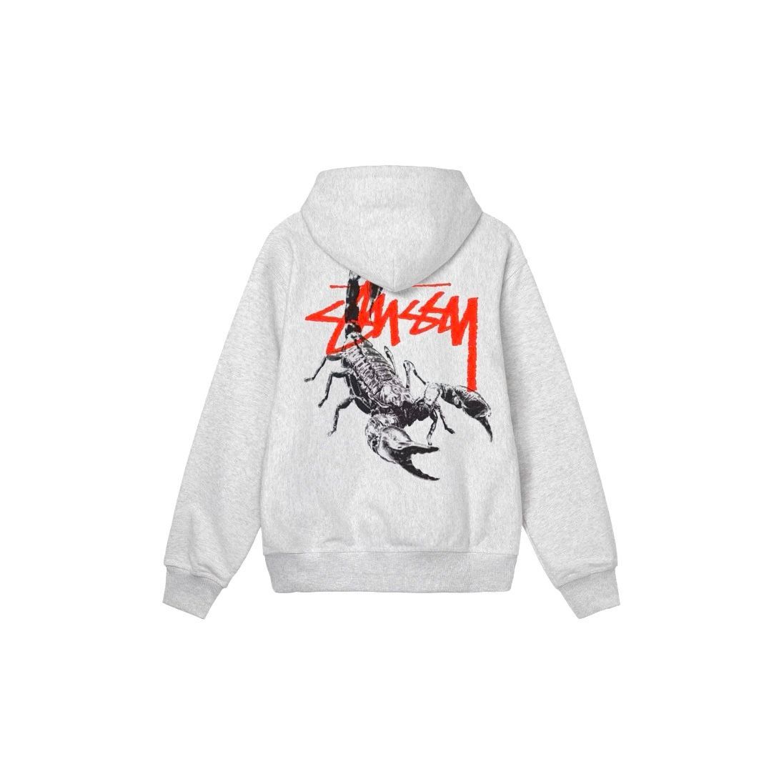 メンズ Stussy スウエットパーカー ベーシックロゴ サソリ匹