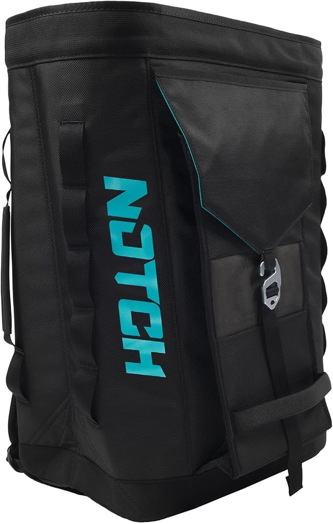 Notch Approach 自立式ブラックロープギアバッグ 容量50L 収納ポケット パッド入りショルダーストラップ サイドデイジーチェーン ロールトップクロージャー 耐候性1680デニール生地 99754
