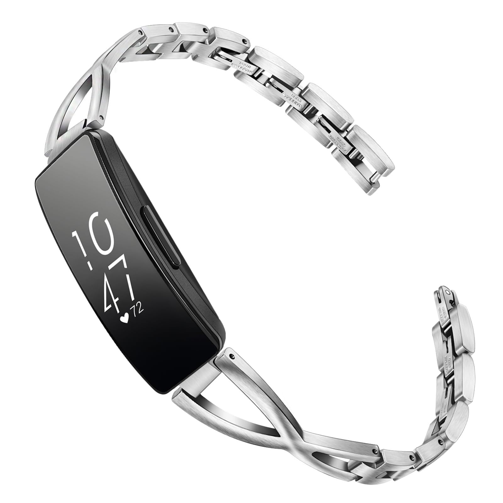 TRUMiRR Inspire/Inspire HR/Inspire 2/Inspire 3 バンド レディース ソリッドステンレススチール腕時計バンド ジュエリーストラップ フェミニンなカフブレスレット Fitbit Inspire 3 Inspire 2 