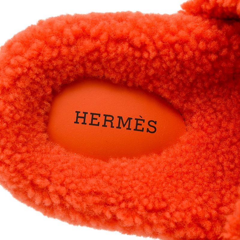 エルメス シプレ サンダル ムートン オレンジ ストラップ レディース