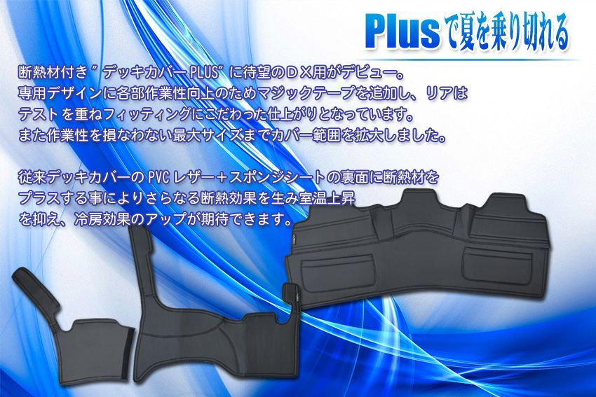 【GLASSY】断熱材付きハイエース200系標準 DX用 1～7型/F・RデッキカバーセットPLUS/レザー