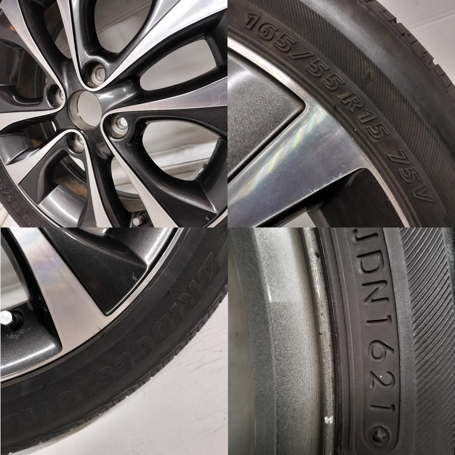 ◆配送先指定あり◆ ＜ノーマル x ホイール 1本＞ 165/55R15 ブリヂストン 2021年製  15X4.5J ワゴンR スティングレー MH34S 純正 4H -100　 中古