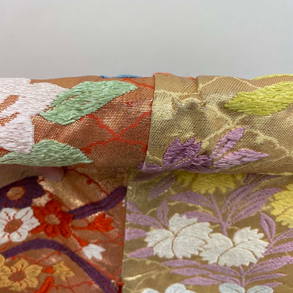 色打掛 正絹 鶴 刺繍 金 赤 打掛 Lサイズ 裄67 花嫁衣裳 婚礼  