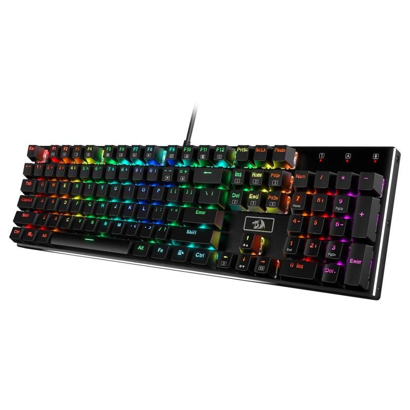 Redragon K556 RGB LEDバックライト付き有線メカニカルゲーミングキーボード 104キーホットスワップメカニカルキーボード アルミニウムベース アップグレードソケットとノイズ吸収フォー