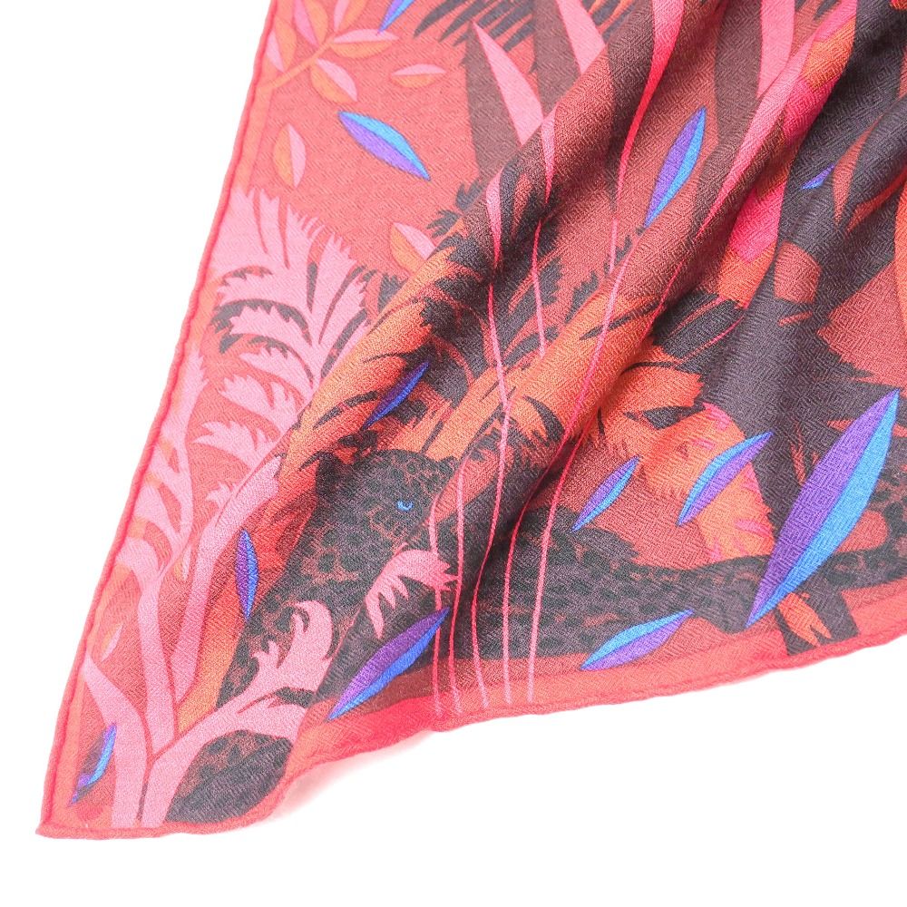 □美品□CARTIER カルティエ スカーフ アニマル 植物 レオパード 総柄