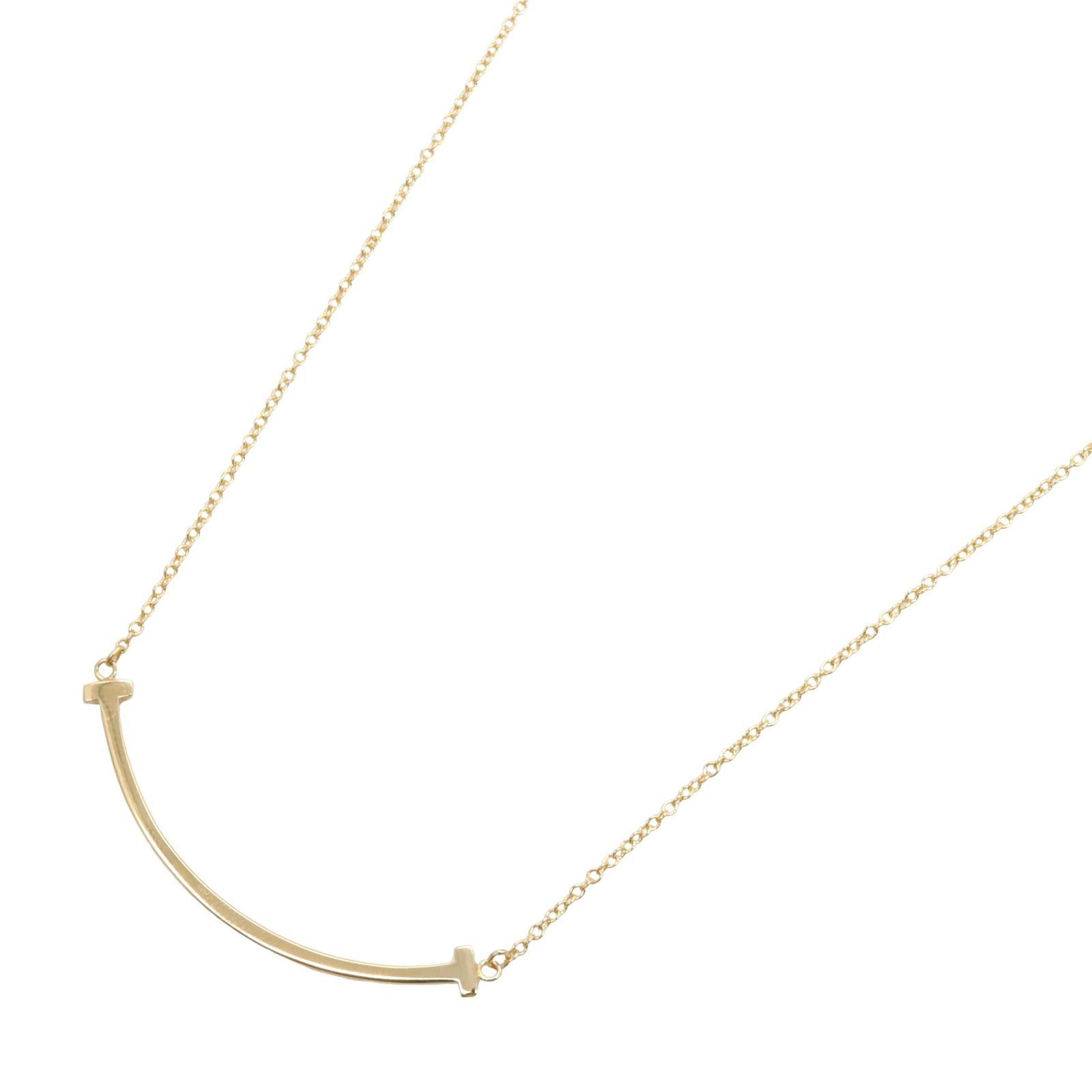 ティファニー TIFFANY＆CO ネックレス Tスマイル スモール ネックレス 首回40.5|45.5 K18 イエローゴールド Tスマイル スモール ネックレス レディース Used A