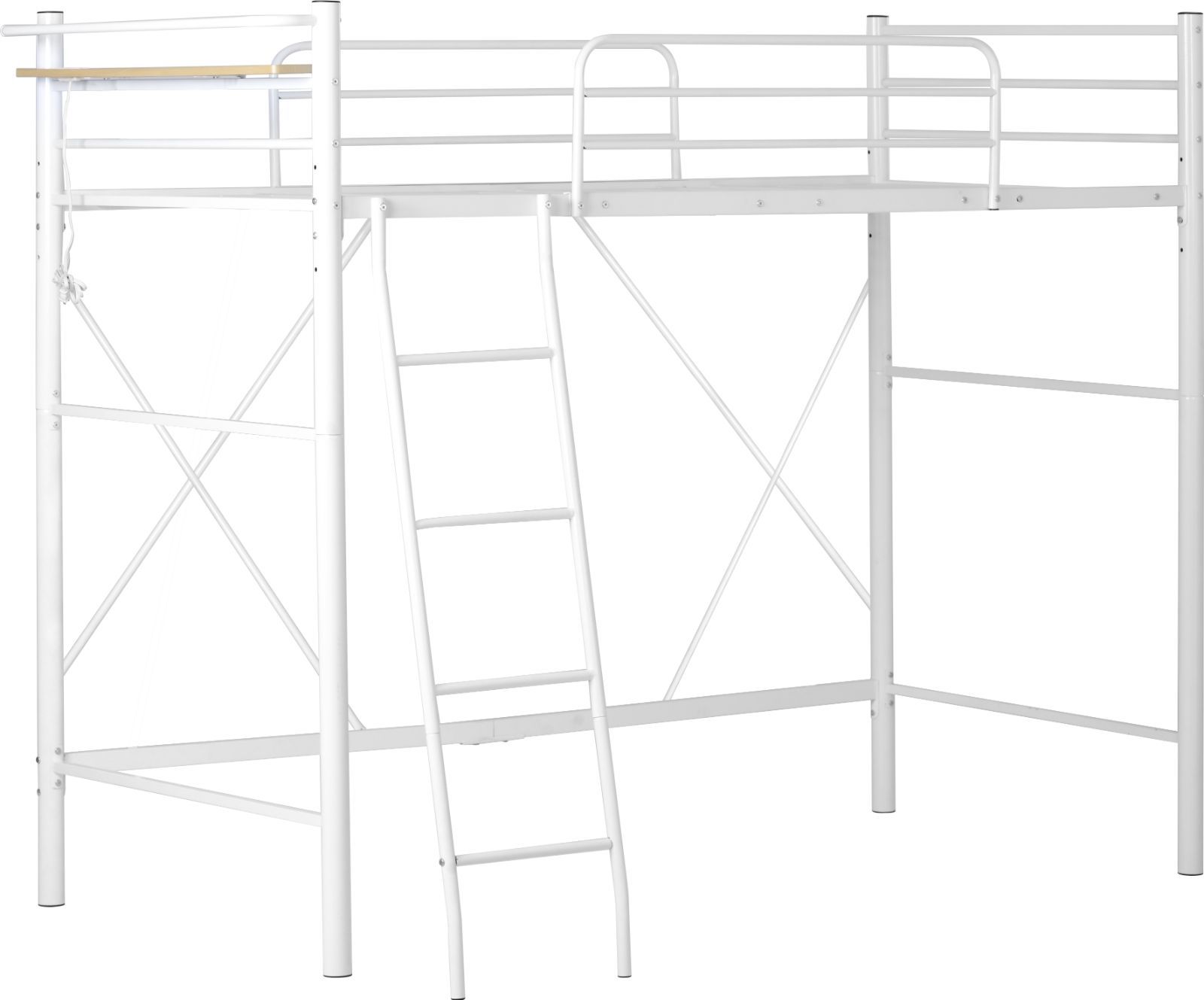 SDロフトベッド階段付きパイプベッドセミダブルコンセント付き