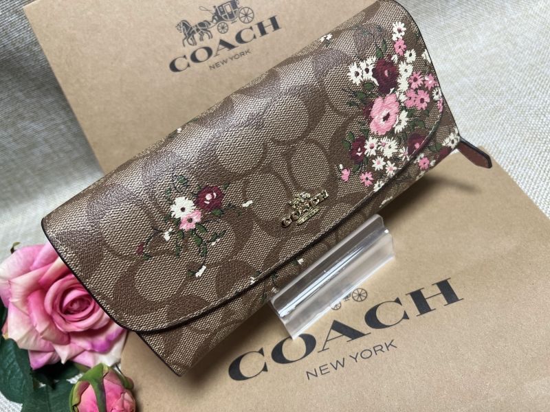 COACH コーチ レディース レザー 長財布 IMLGQ フローラル プリント