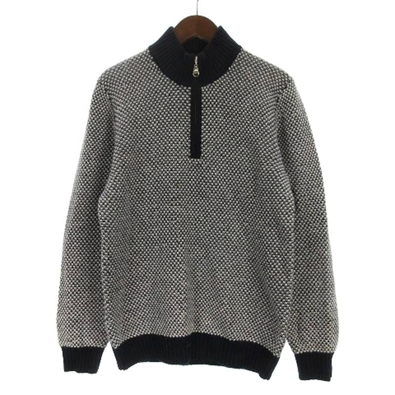 高島屋 カシミヤ ハーフジップ ニット セーター 長袖 ネイビー L 250206E