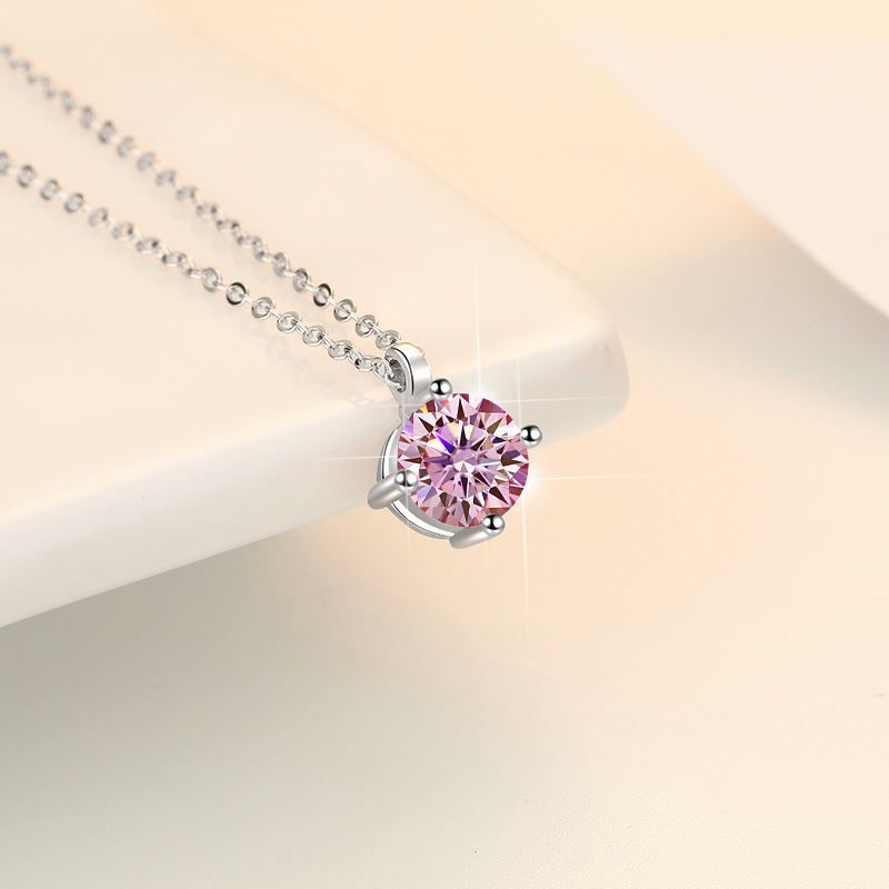 ピンク モアサナイト ネックレス 1ct 一粒 レディース ピンク