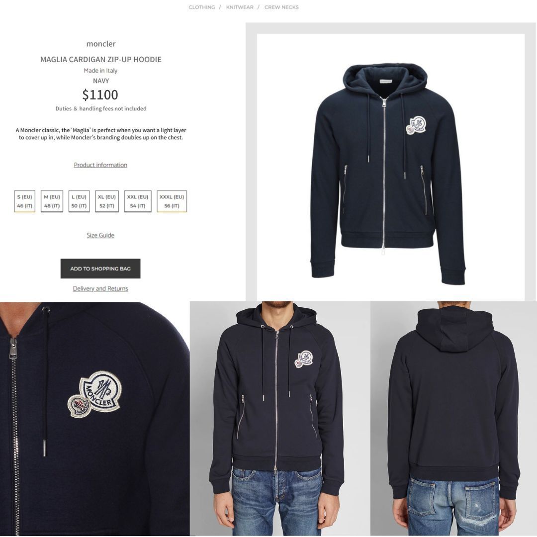 【美品】MONCLER パーカー　ダブルワッペン 新品未使用タグ付き☆MONCLER ダブルワッペンロゴ パーカー M