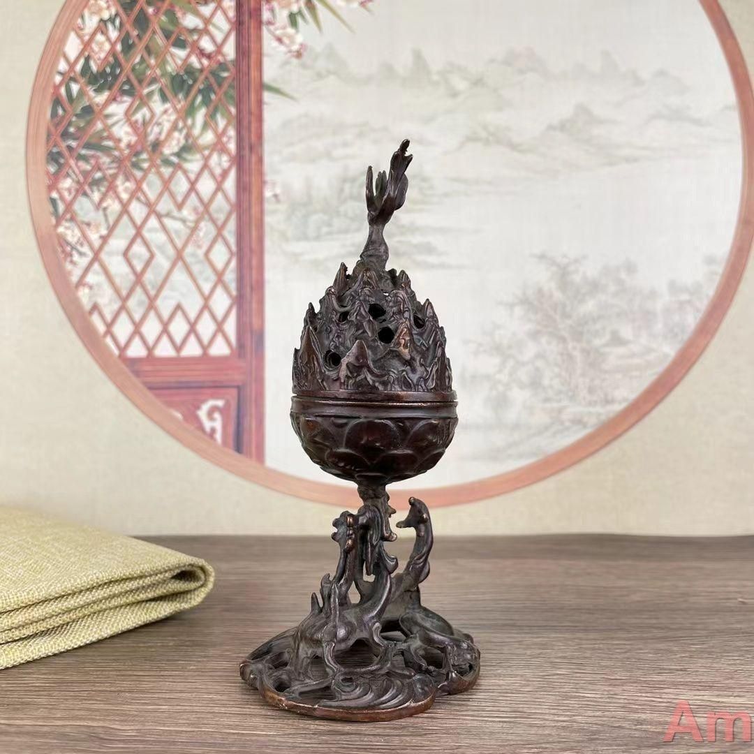 銅 細工 金銭竜亀 茶道香炉 装飾品 思い 工芸品 置物