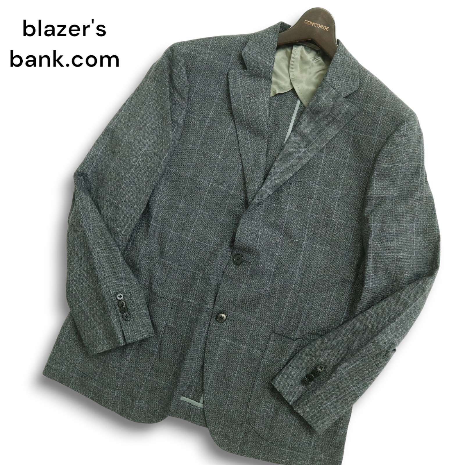 blazer's bank.com スーツカンパニー 伊製 REDA生地 SUPER110's ウール100％ チェック ジャケット Sz.175 メンズ 灰