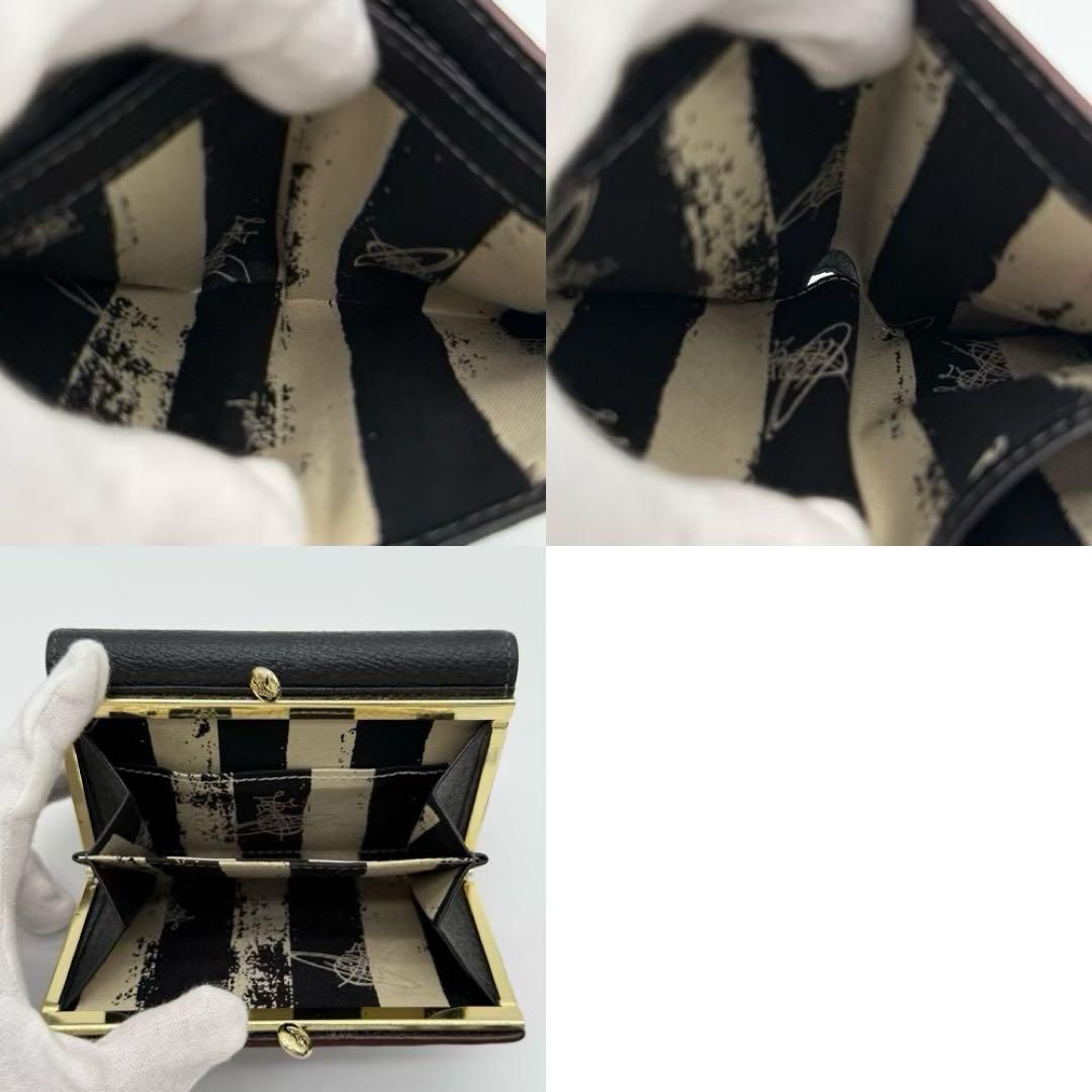 【美品】Vivienne EXECUTIVE 三つ折り財布 がま口 レザー 黒 美品】Vivienne EXECUTIVE 三つ折り財布 がま口 財布 黒色