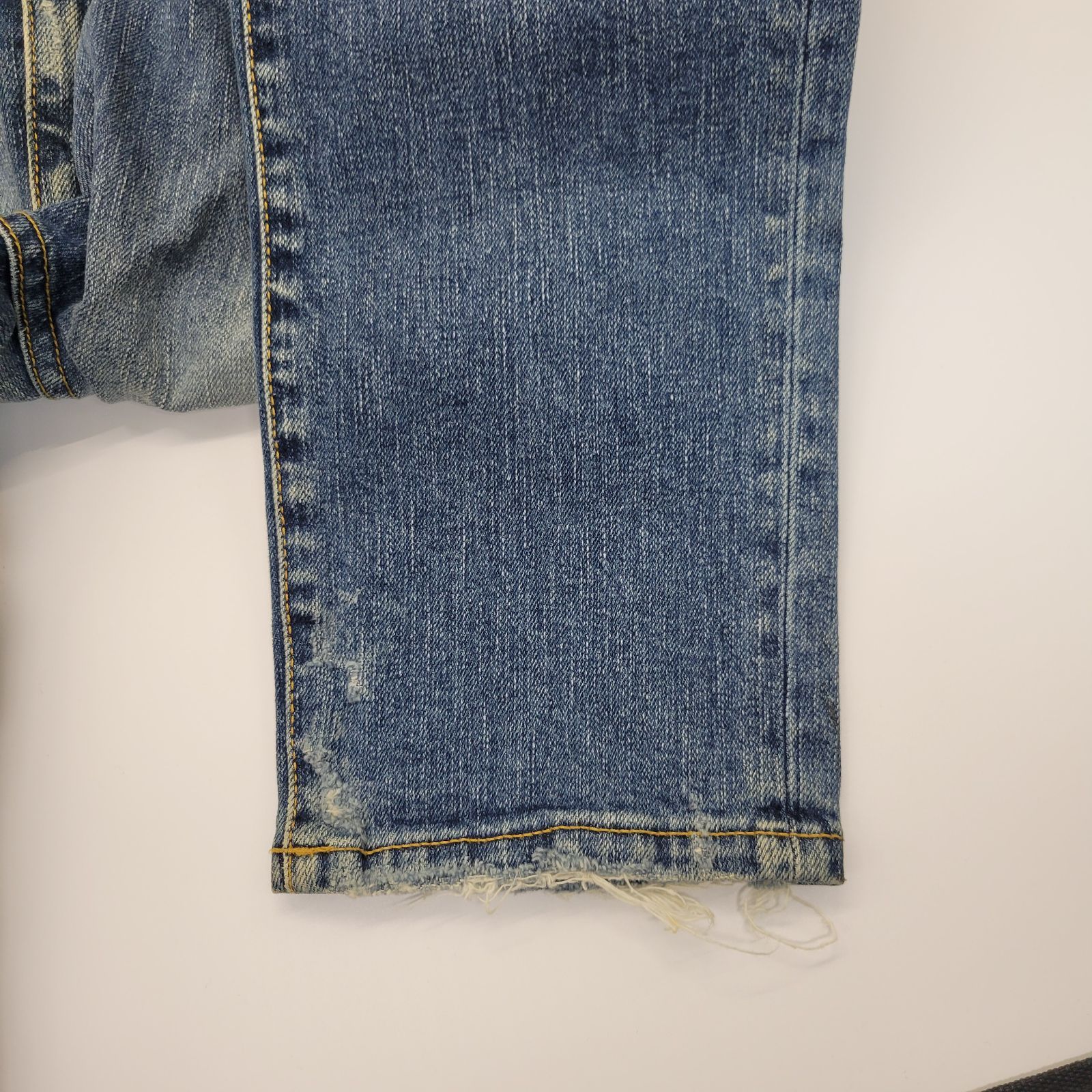 サンローランパリ D02 スキニー ダメージ デニム 29 レザーパッチ