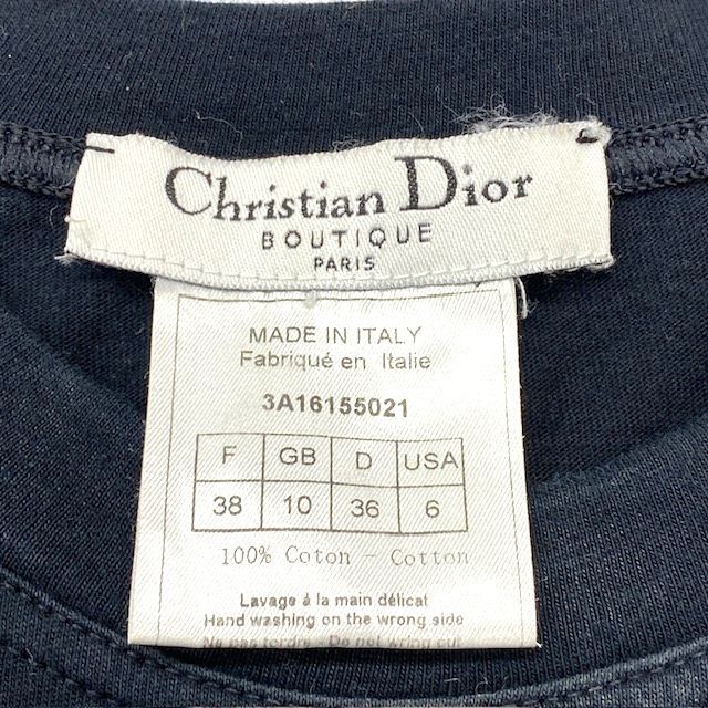 Dior - DIOR ディオール Ｊ’ＡＤＯＲＥ ＤＩＯＲ ビーズ Ｔシャツ コットン ブラック ３８ レディース アパレル Ｔシャツ 半袖 ヴィンテージ レア物 DIOR ディオール J'ADORE DIOR ビーズ Tシャツ コットン