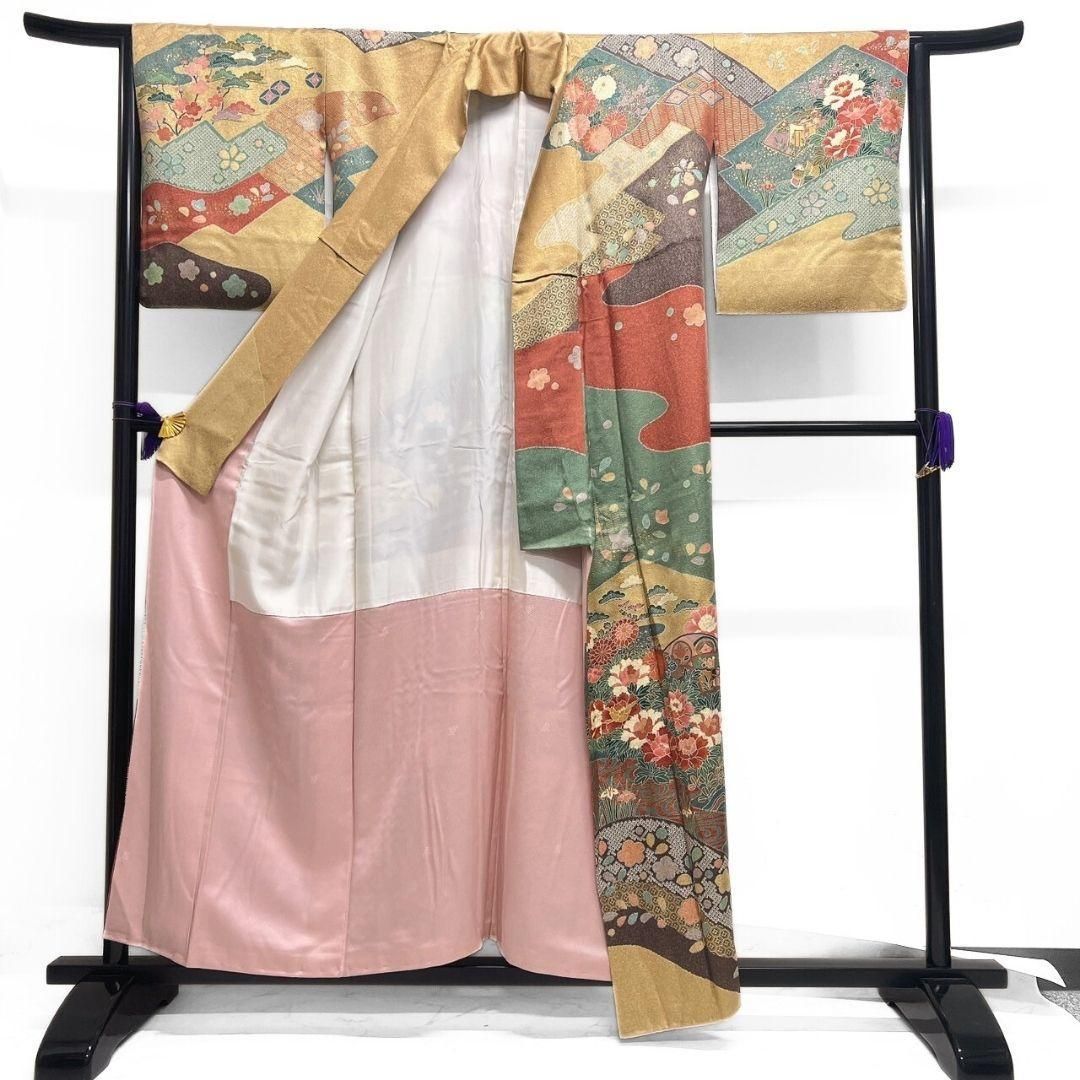 訪問着 金彩 霞取り 牡丹 菊花 梅花 鹿の子 松竹梅 着物 083a p - メルカリ