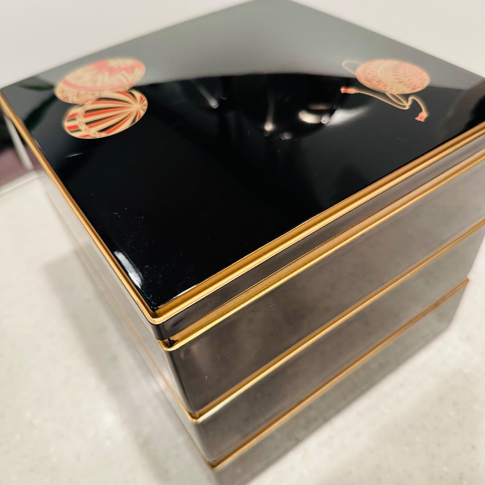 金色梅花漆器重箱　本漆塗り 楽天市場】京漆器 5.0寸三段角重 金ラメ 重箱 金ラメ/銀ラメ お