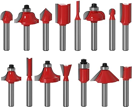 6.35mmシャンク径 Wolfride 15本セット電動トリマービットセット 6.35