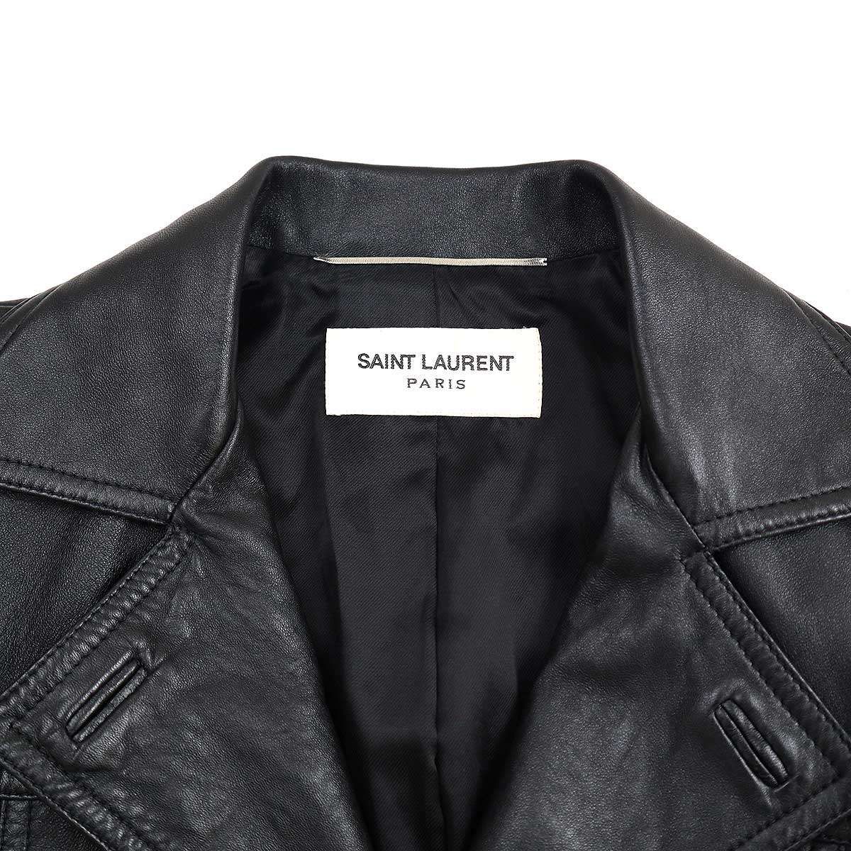 SAINT LAURENT PARIS サンローラン パリ 16SS レザーチェスターコート 419922 Y5NQ1 ブラック 44 SAINT LAURENT PARIS サンローラン パリ 16SS レザーチェスターコート