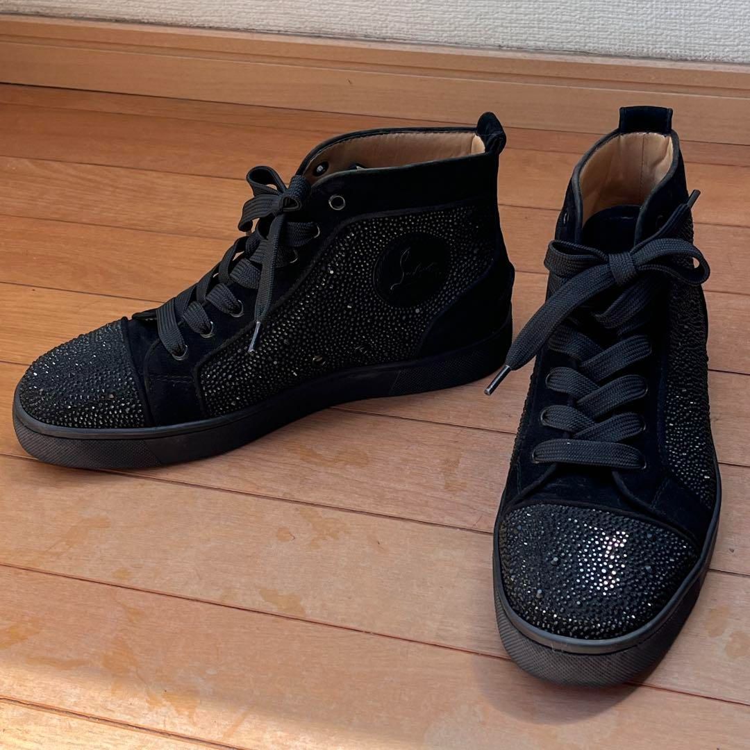 Christian Louboutin ルブタン ハイカットスニーカー スワロフスキー ラインストーン ブラック 41 25.5cm メンズ -  メルカリ