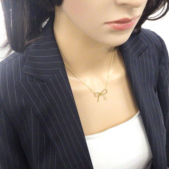 ティファニー Tiffany & Co. ネックレス ツイスト ボウ リボン K18YG  