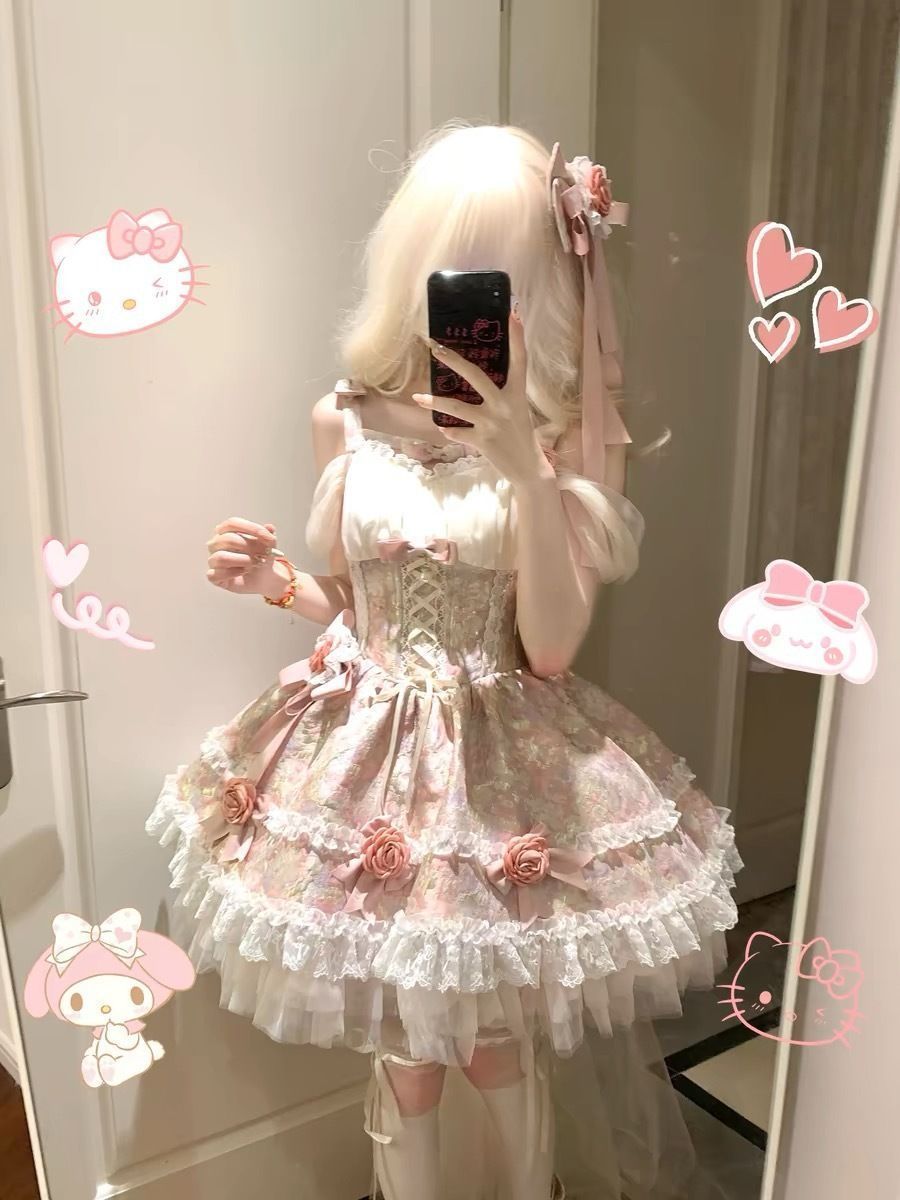 lolita オリジナル 洋服 ロリータ ワンピース ピンク ブルー