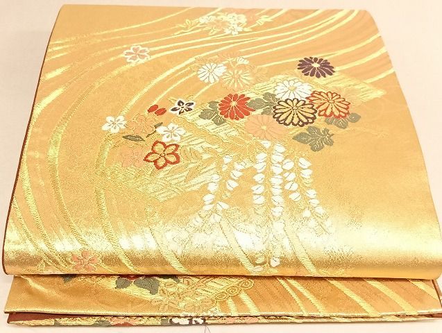 平和屋着物○六通柄袋帯 流水間道 銀通し地 鈴乃屋扱い