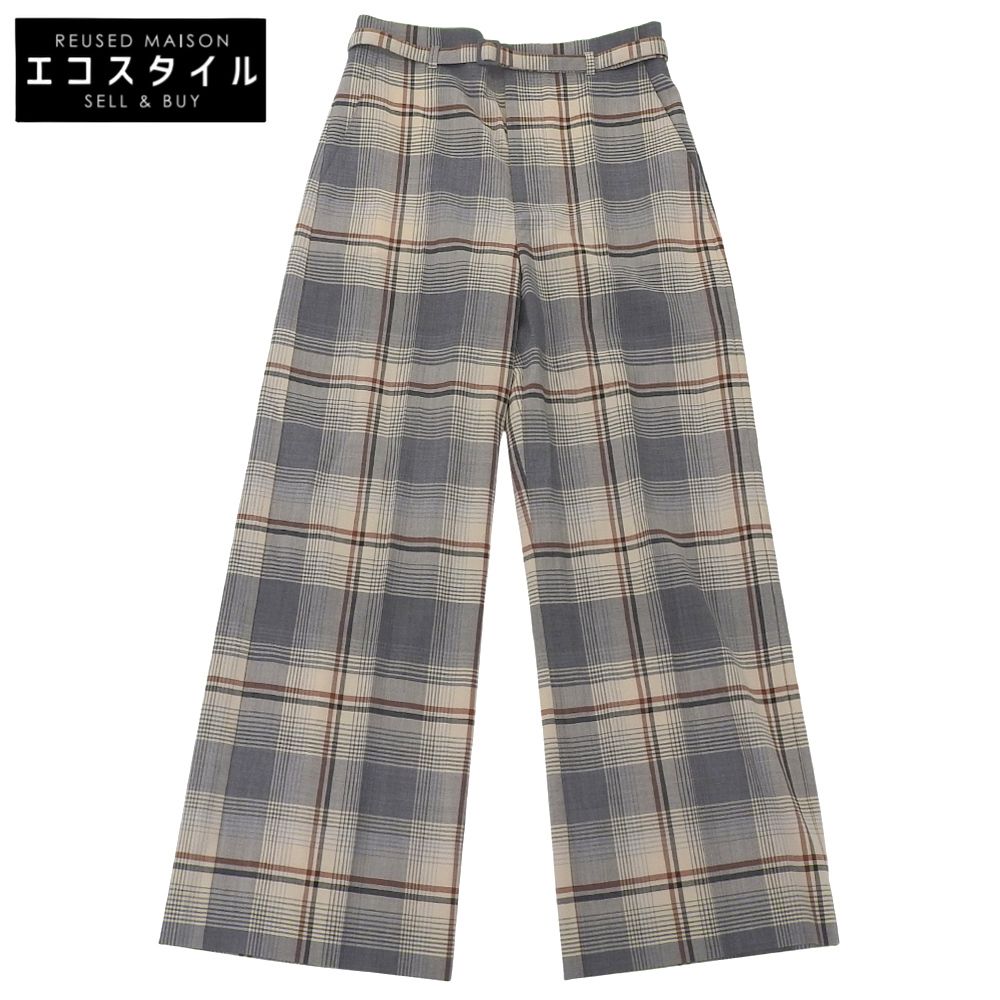 MARNI マルニ ベルト付き チェックワイドパンツ ボトムス レディース グレー系 40 24年 PAMA0503NS UTP767 40