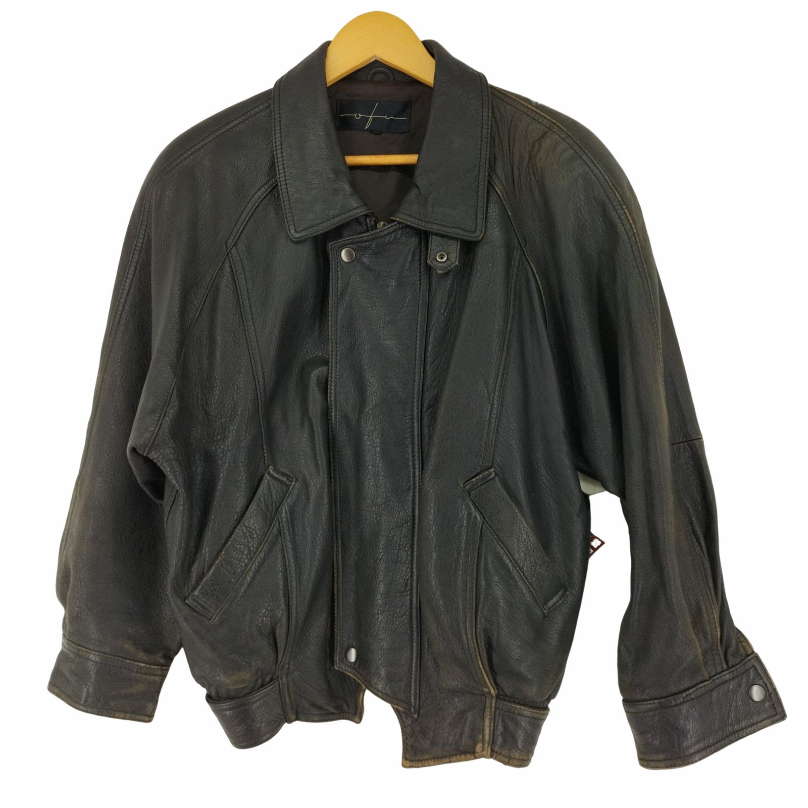 ユーズドフルギ USED古着 ボックスシルエット 比翼ラムレザー