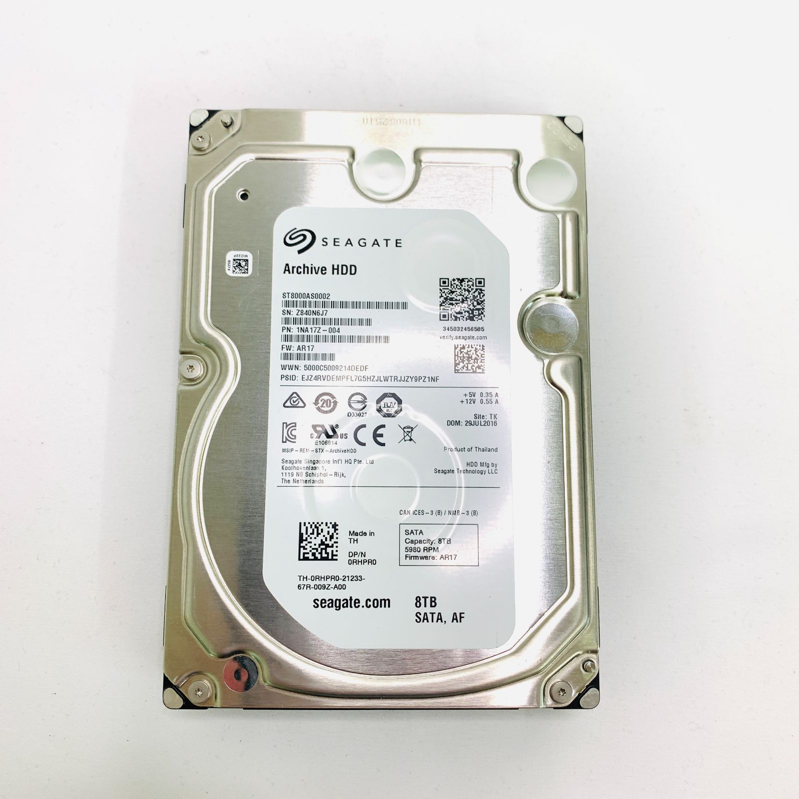 Seagate Archive HDD 8TB SATA 中古品 3.5インチ Amazon.com: Seagate Archive HDD v2 8TB SATA 6Gb/s 128MB