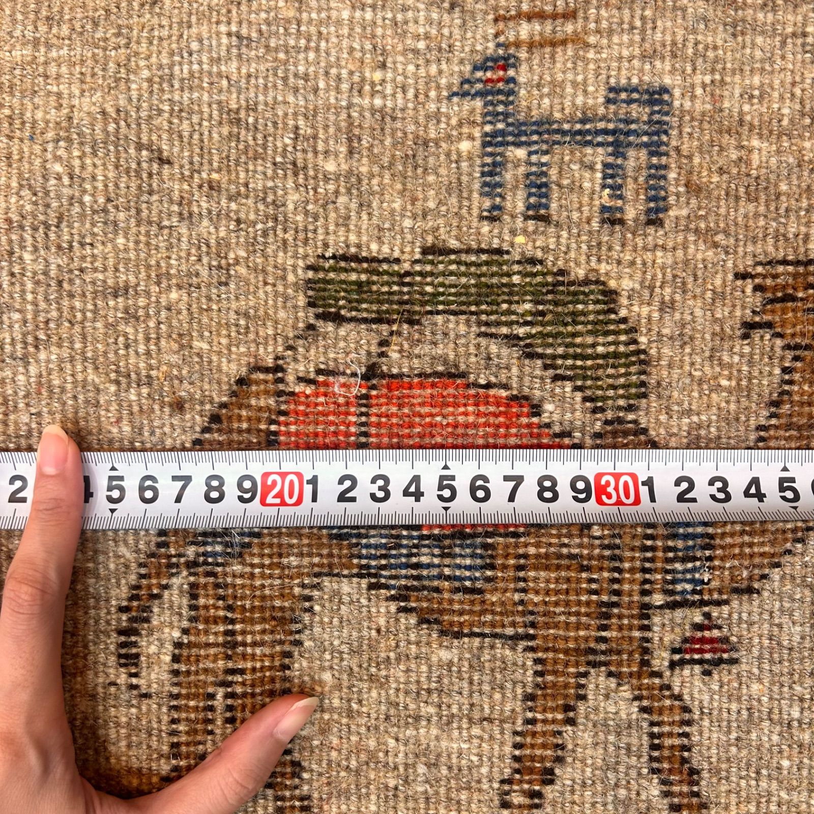 キリムギャッベ イラン産 手織りカーペット 45×43cm インテリアラグ 草木染め 座布団 タペストリー ルリバフ ロリバフ チェリーベアギャッベ チェリーベアギャッベ40×40 MARWIL-DEMENAGEMENTS_CH