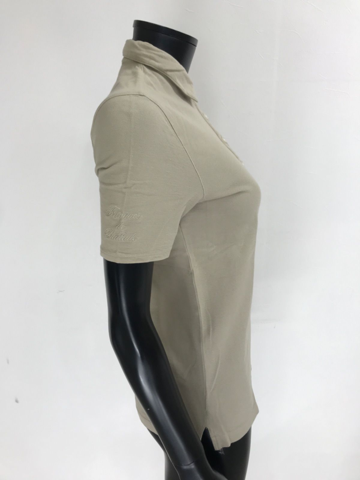 【USED】ZOY ゾーイ 綿 半袖 ポロシャツ ワッペン ベージュ系 レディース 38 M ゴルフウェア