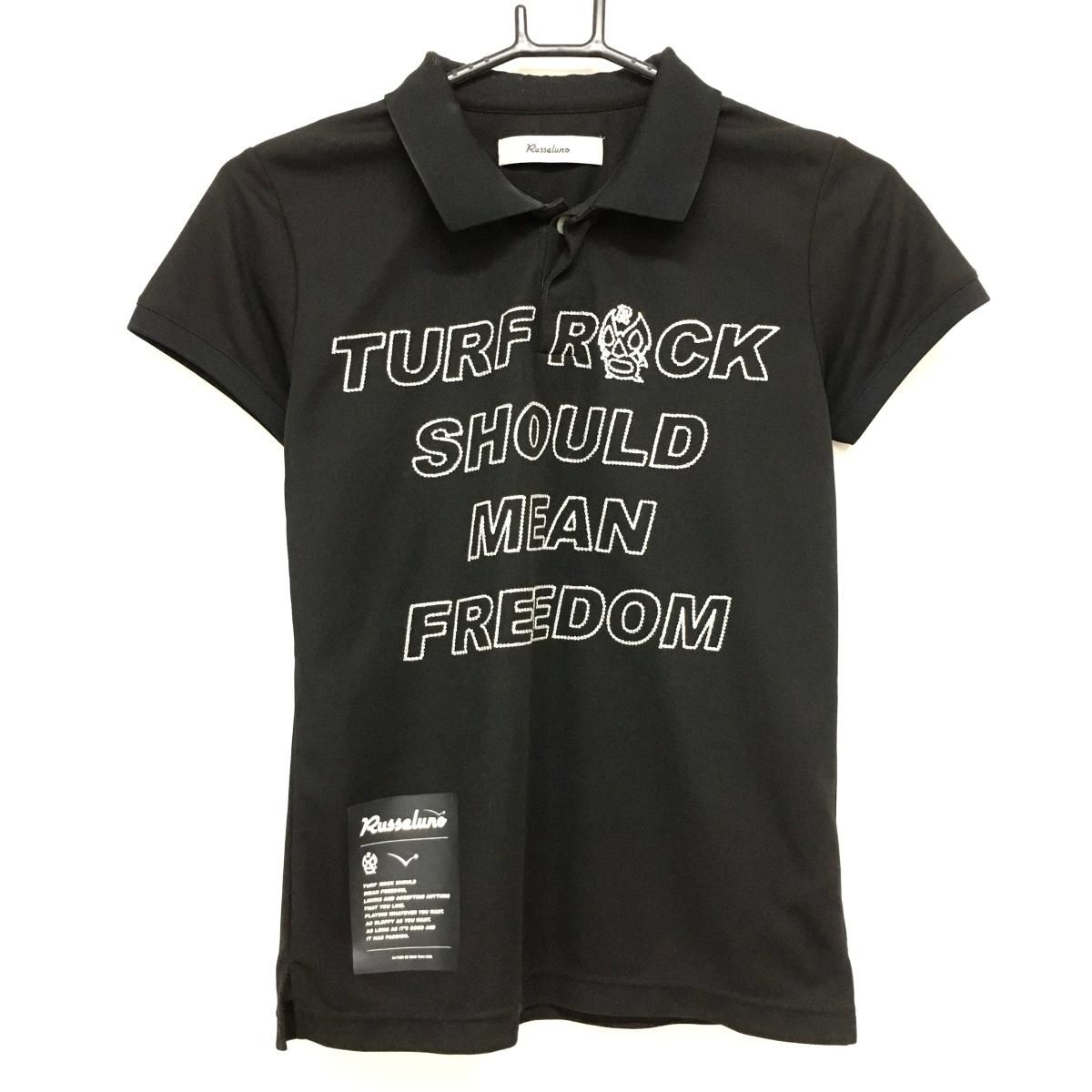 ☆特価☆ラッセルノ 半袖ポロシャツ 黒×白 ルチャマスク 襟裏ロゴ