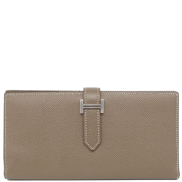 エルメス HERMES 長財布 ベアンスフレ ヴォーエプソン エトゥープ シルバー金具 グレージュ 二つ折り財布 Y刻印 箱