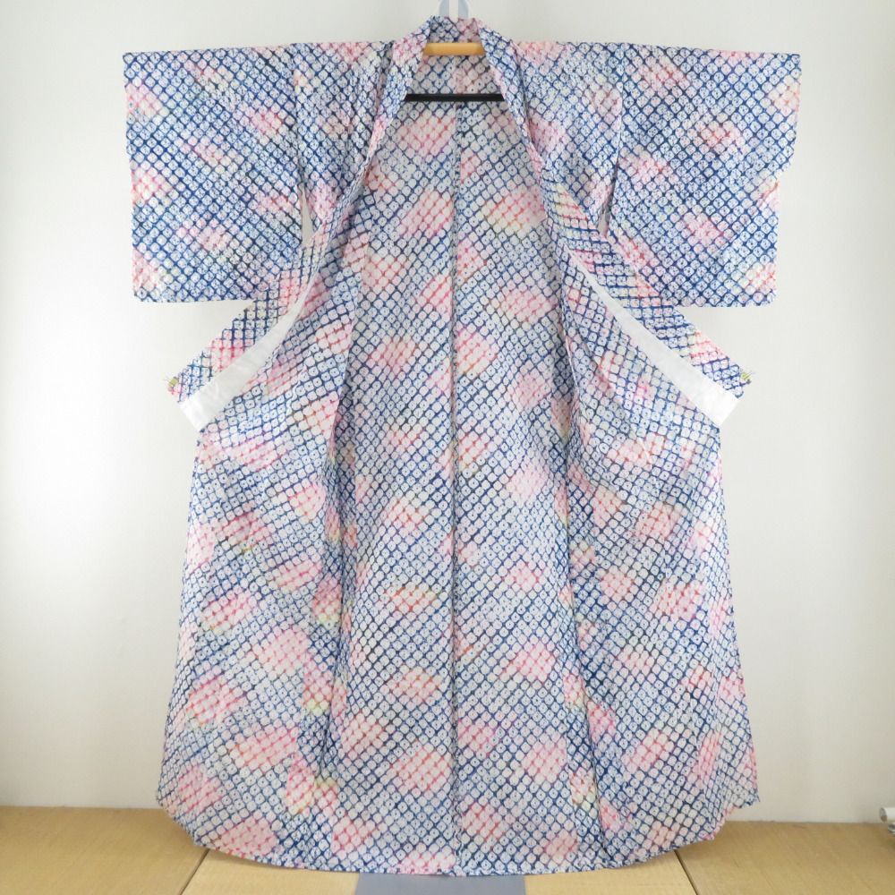 浴衣 絞り 絞り浴衣 多色 手蜘蛛絞り 仕立て上がり 夏物 女性用ゆかた 綿100% レディース 夏祭り 花火大会 団扇 身丈159cm 【キモノオフ野々市若松店】 浴衣 絞り 絞り浴衣 多色 手蜘蛛絞り 仕立て上がり 夏物 女性用ゆかた