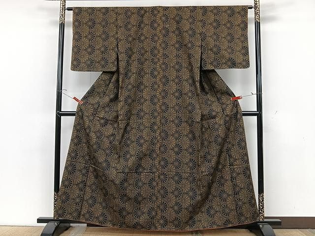 平和屋着物○上質な小紋 辻が花 手描き 絞り 黒地 正絹 逸品