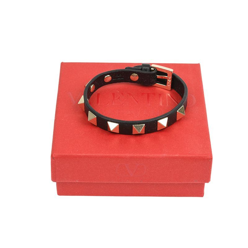 VALENTINO ヴァレンティノ ブラックブレスレット ロックスタッズ 調節可イタリア 2W2J0255VIT レディース