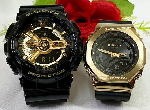 恋人たちのGショック ペアウオッチ G-SHOCK BABY-G  ペア腕時計 カシオ 2本セット  GA-110GB-1AJF GM-S2100GB-1AJF 電池式 アナデジ お揃い  ラッピング無料  　クリスマス プレゼント 誕生日 御祝い還暦 銀