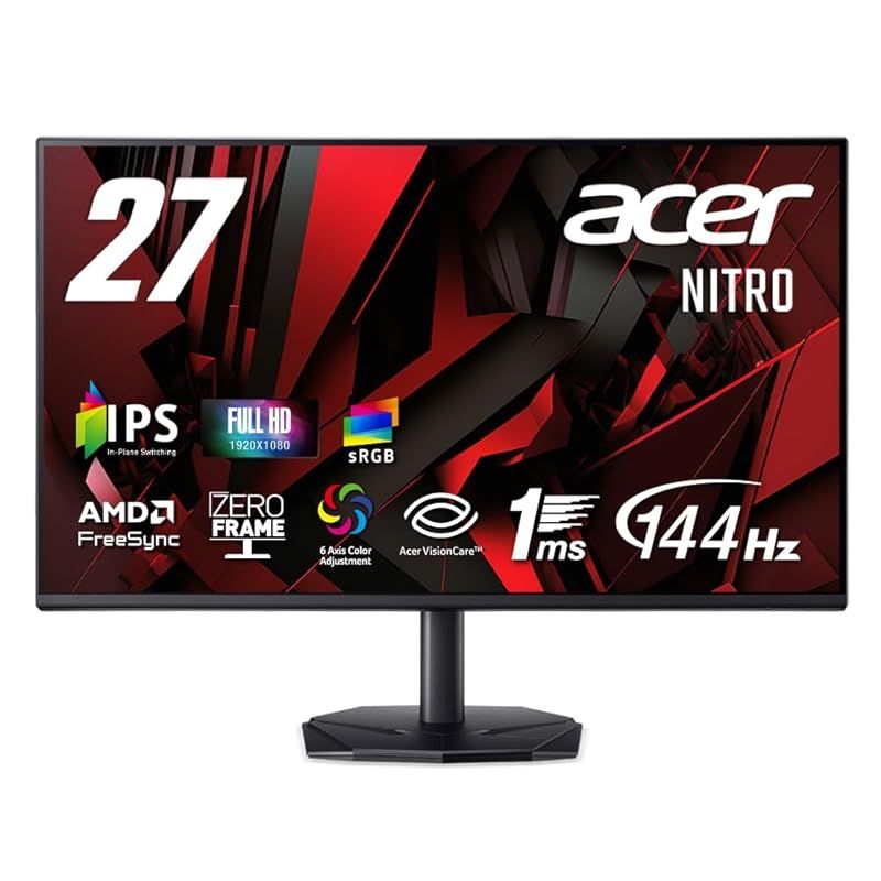 Acer 27インチ フルHD 144Hz 1ms VRB IPS 非光沢 sRGB 99% AMD FreeSync ブラックブースト VRB対応 ブルーライト低減 HDMI 1.4 DisplayPort v1.2 ゲームビューテクノロジー Acer D