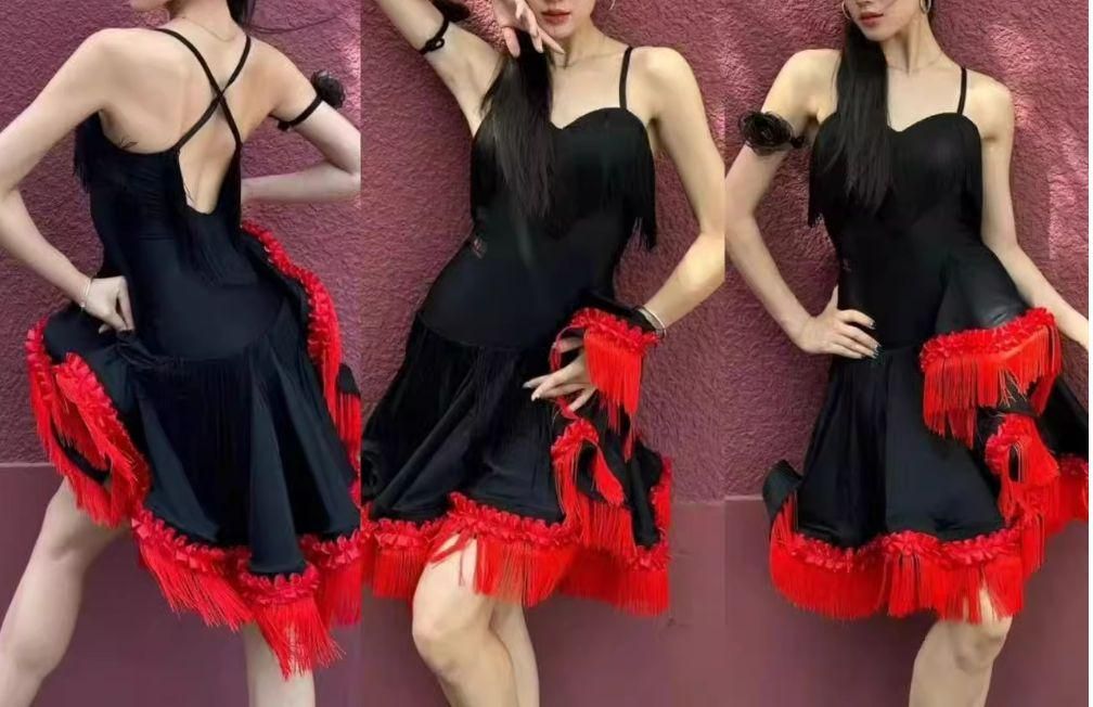 オーダーメイド 社交ダンス衣装 ラテンワンピースドレス アクセサリー